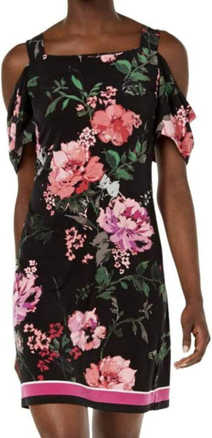 Printed Cold-shoulder Dress