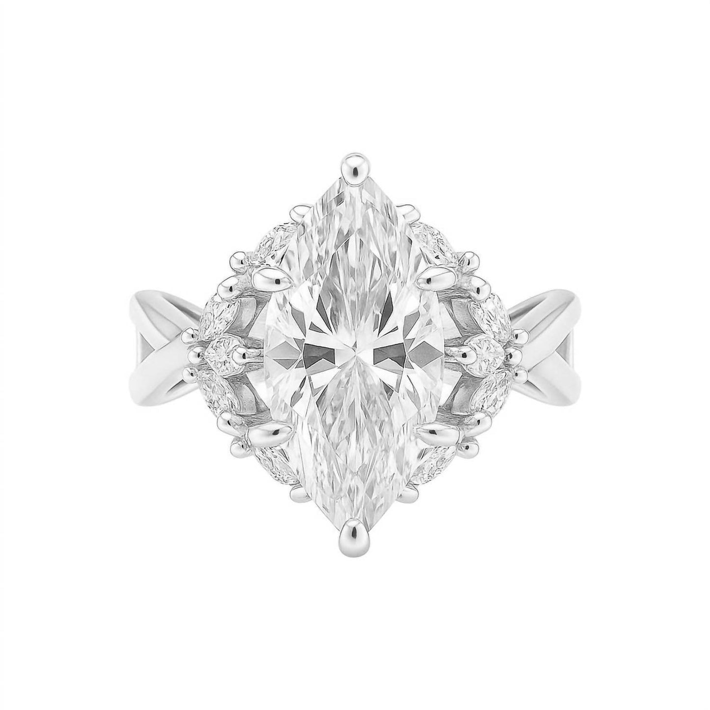 Allyanna Gifts - Women's Sterling Silver 2.0ct Marquise Moissanite Cluster Ring - Rack Hunt -