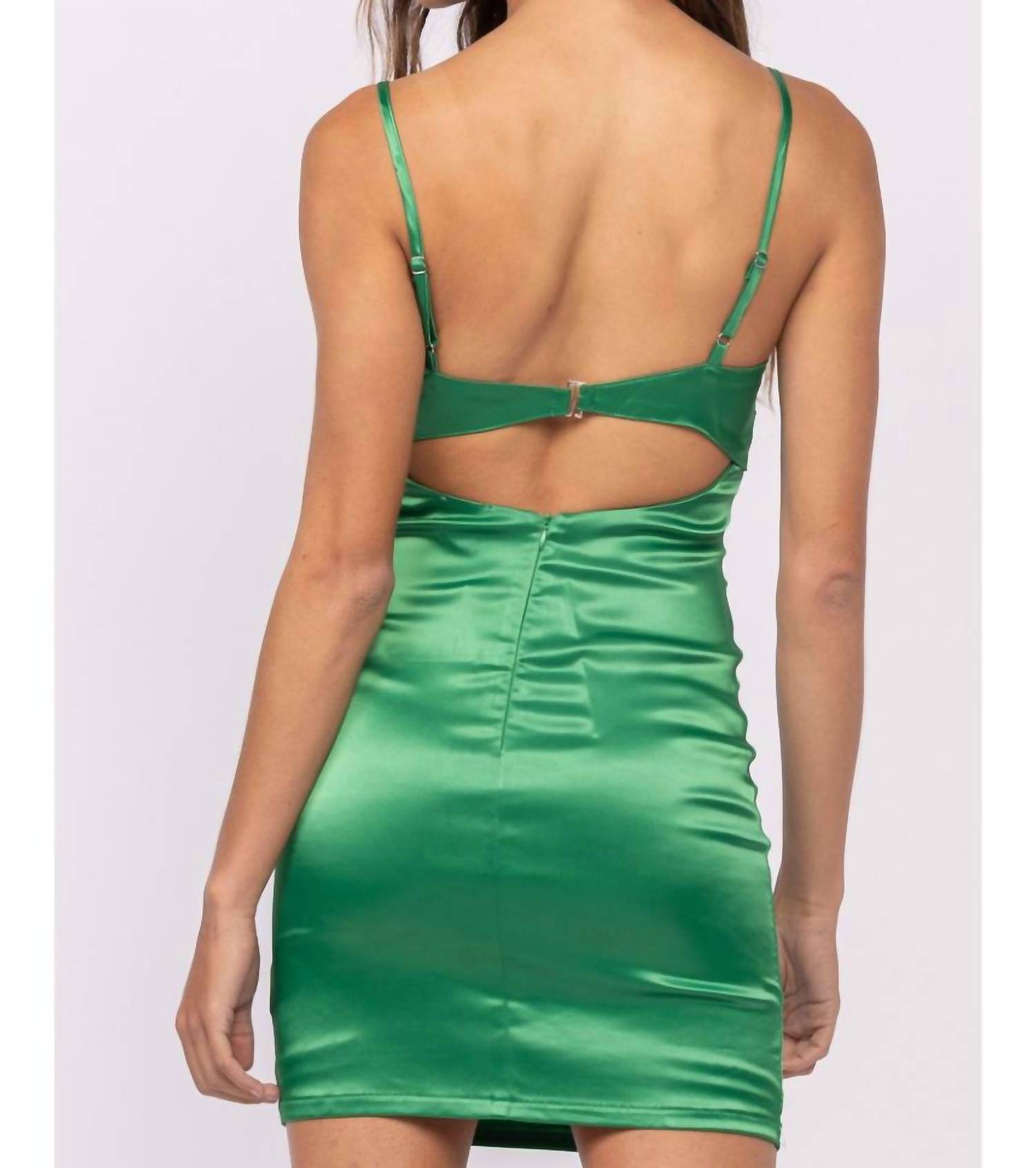 Cason Couture - The Skylar Stretch Satin Bodycon Mini Dress - Rack Hunt