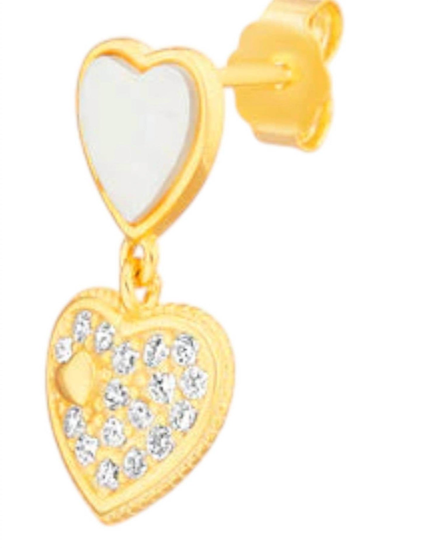 Atlanta Jewelers Supply - Women's Mop Heart Dangling Cubic Zirconia Heart Post Earrings - Rack Hunt -