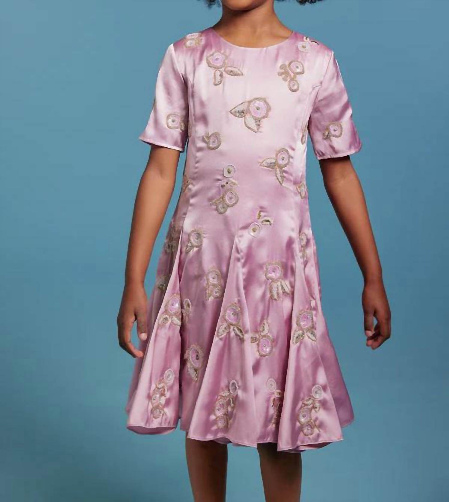 Sasha+Z - Floral Embroidered Satin Dress - Rack Hunt -