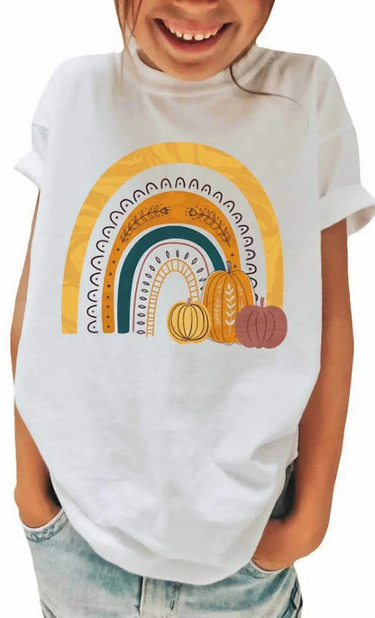 Tultex Apparel - Girl's Rainbow Pumpkin T-shirt - Rack Hunt