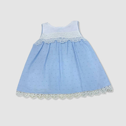 Kid's Two Piece Dot & Lace Dress W Bonnet