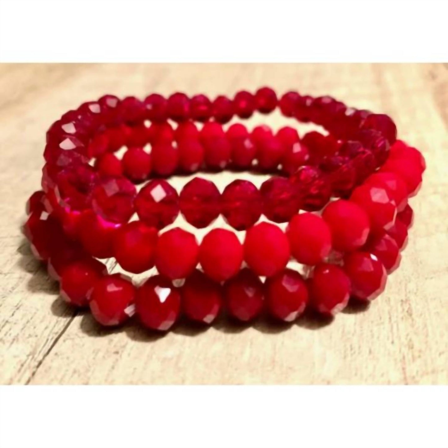 Women's Three-pieces Crystal Bead Stretch Bracelet Set – 8mm