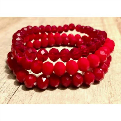Women's Three-pieces Crystal Bead Stretch Bracelet Set – 8mm