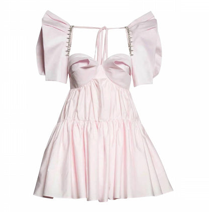 Women's Crystal Trim Poplin Mini Dress