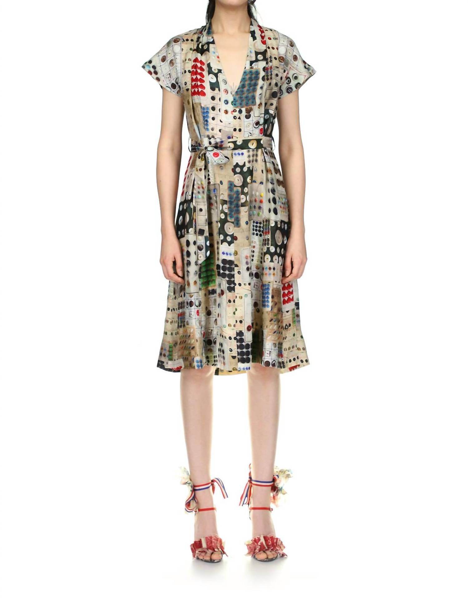 Libertine - Button Card Shoppe Tuck Pleat V Neck Dress - Rack Hunt -