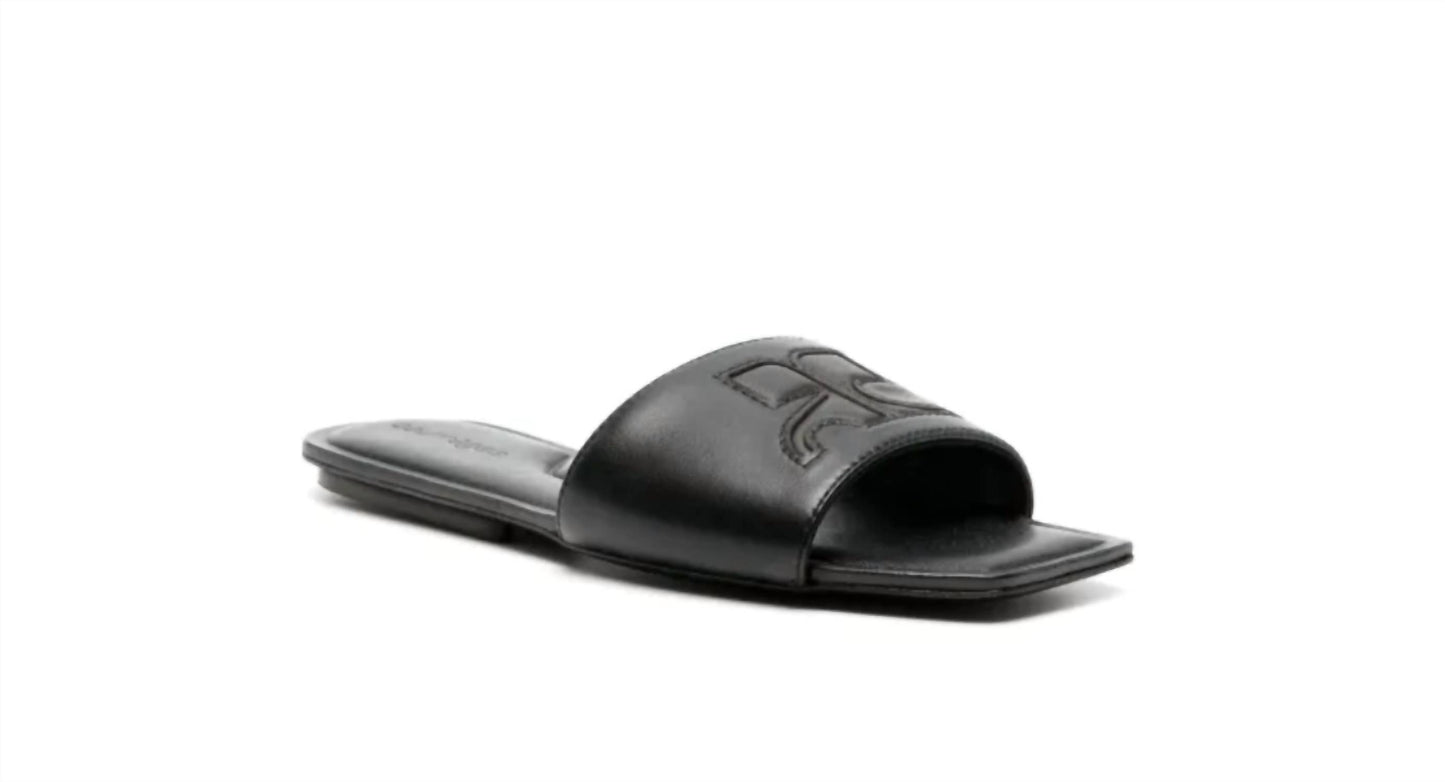 Women's Logo Patch Leather Slide Sandals