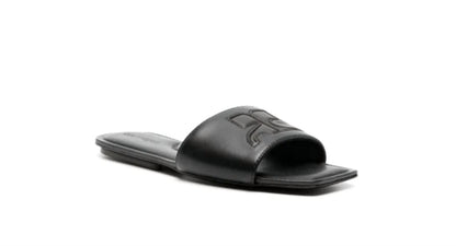 Women's Logo Patch Leather Slide Sandals