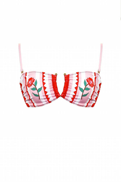 Jungle Rose Reversible Bandeau And High Waist Bikini Set