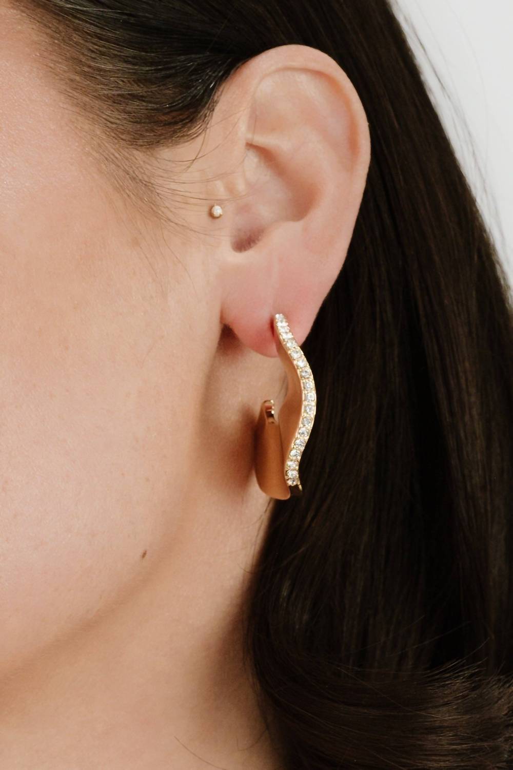 Women's Ripple Pave Hoops Earrings