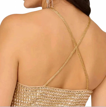 Women's Sequin Beaded High-neck Mini Dress