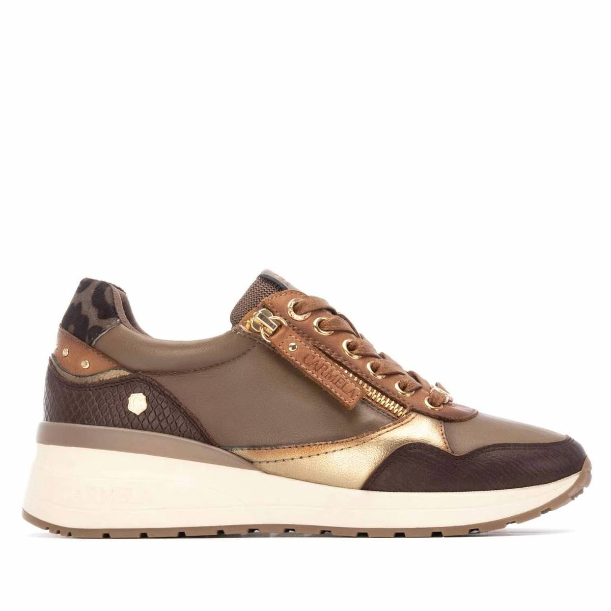 Women's Leather Wedge Lace-up Sneaker