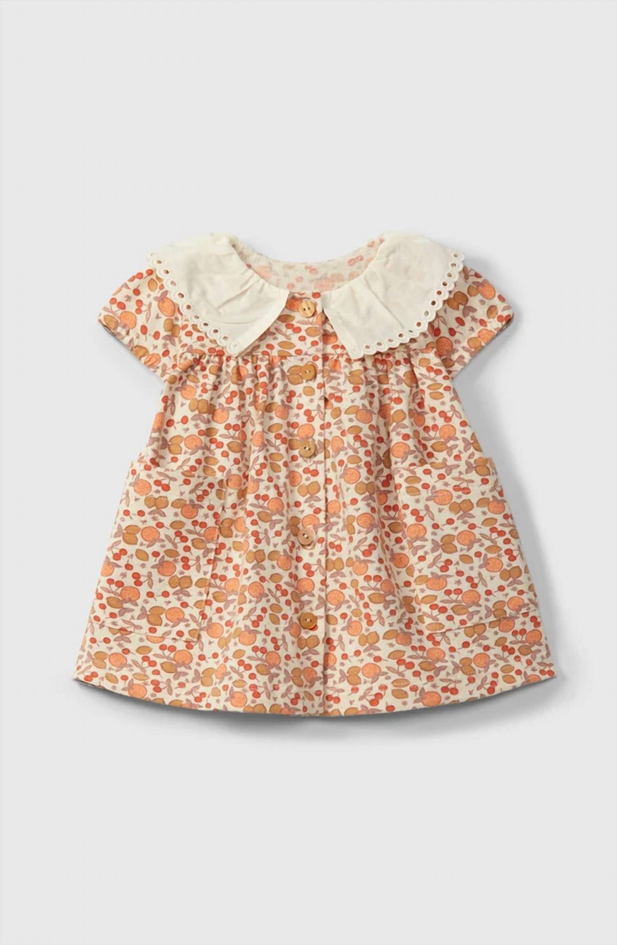 Girls Citrus Print Collar Dress