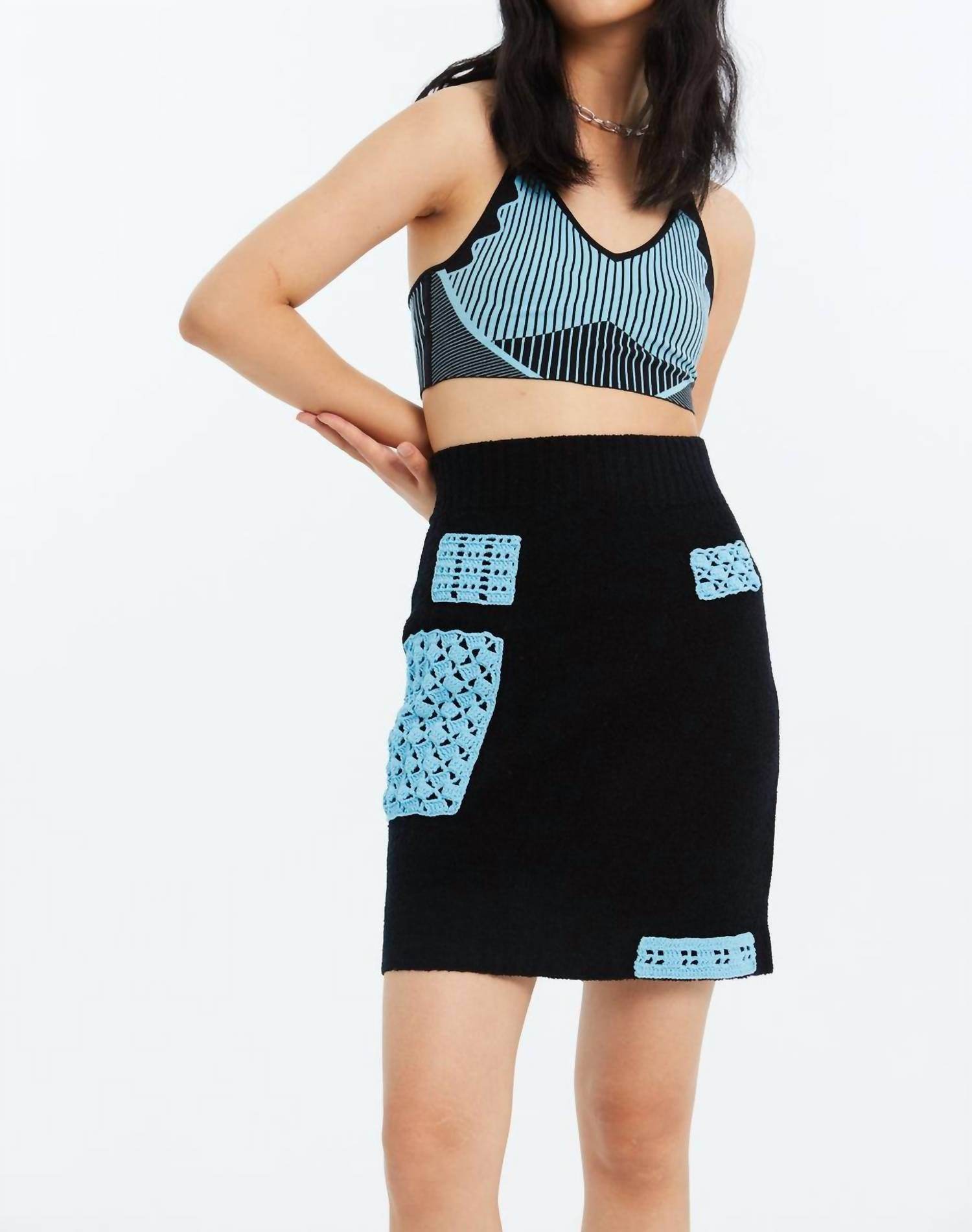 PH5 - Dan Loop Yarn Mini Skirt With Crochet Patches - Rack Hunt