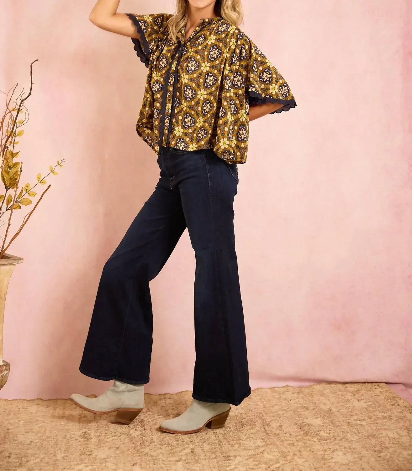 BROOKS AVENUE - Parham Button Front Gathered Blouse - Rack Hunt