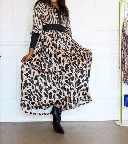 Little Secret Of Mine - Women's Animal Print Long Sleeve Maxi Dress - Rack Hunt