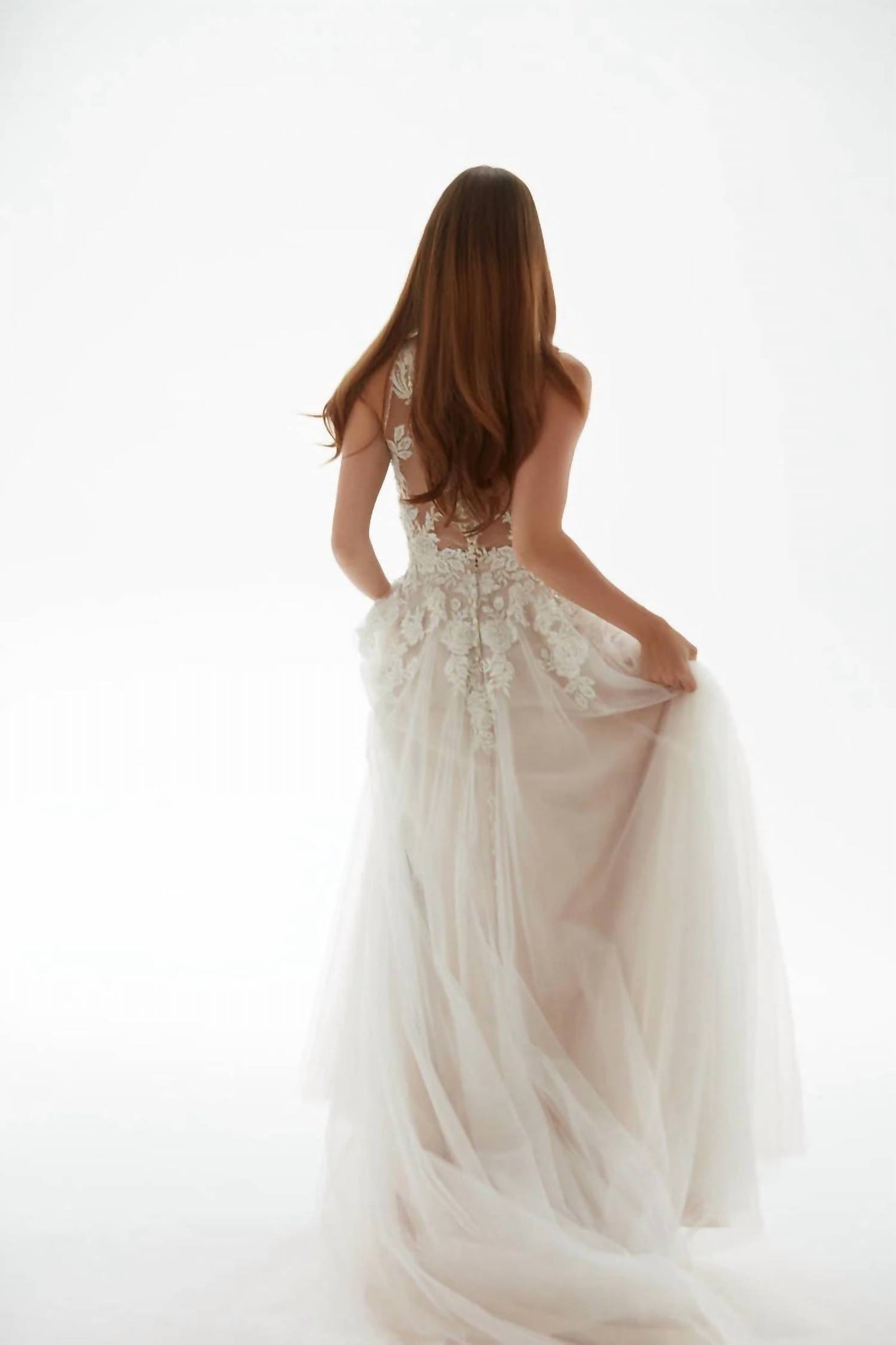 Illusion Bodice Wedding A-line Gown
