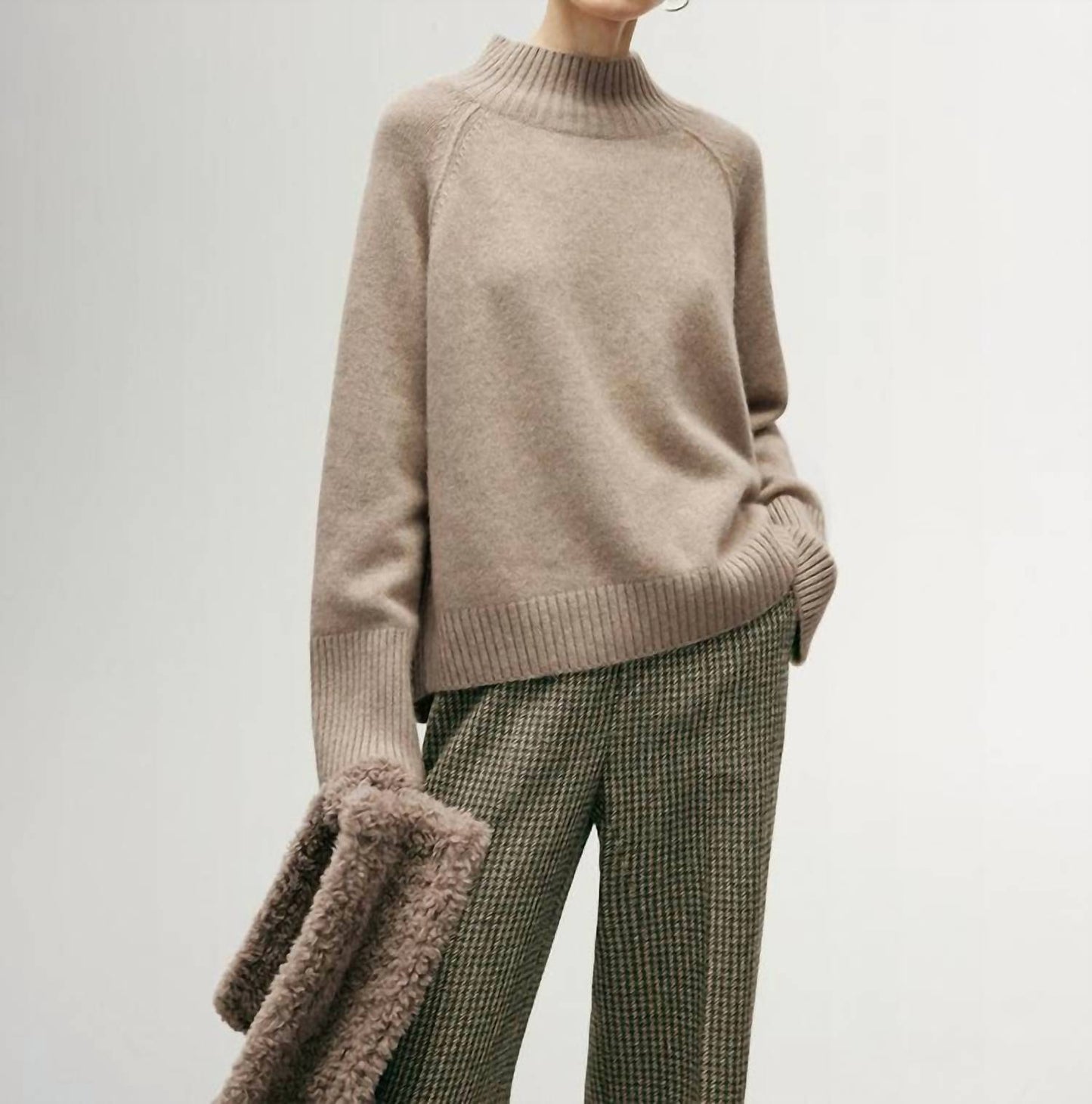 Mock Neck Loose Fit Cashmere Sweater