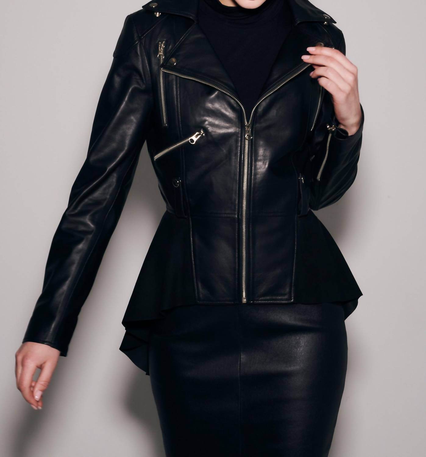 Giacca Lusso - Peplum Moto Jacket - Rack Hunt -