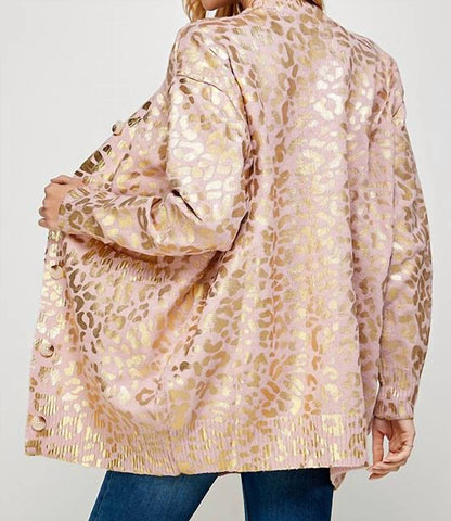 Foil Animal Print Long Cardigan