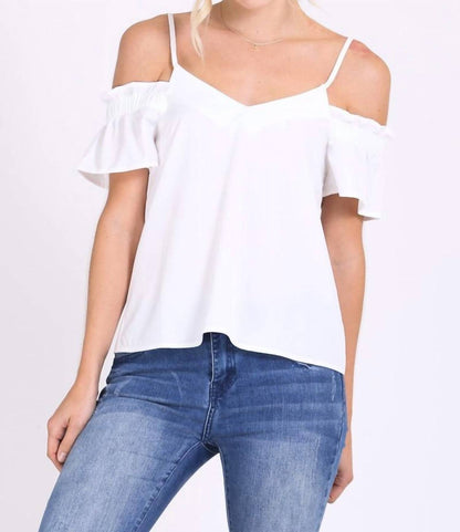 Ruffle Cold Shoulder Top