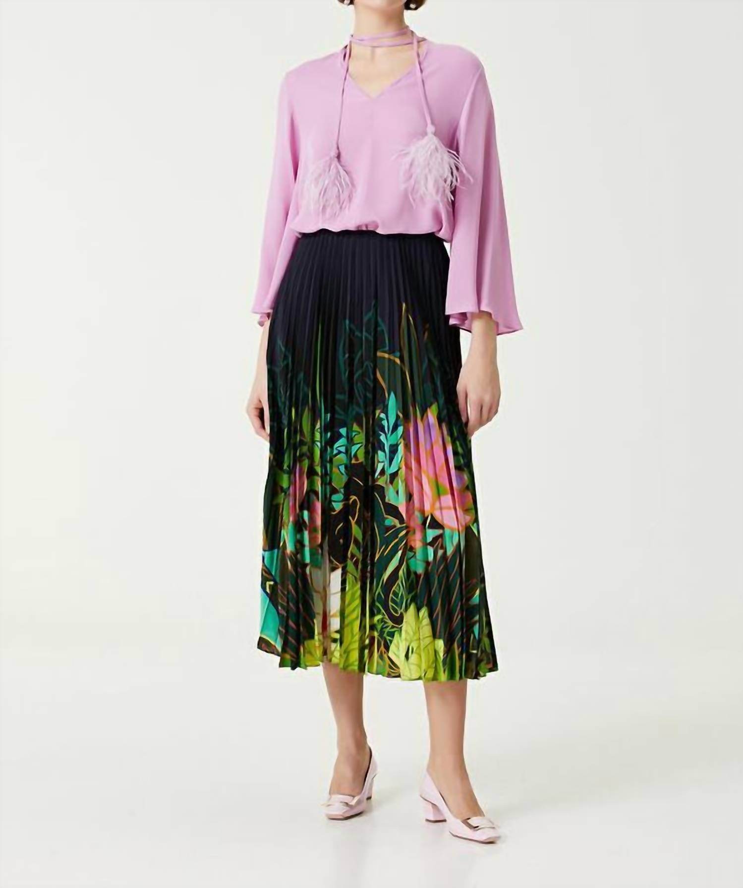 Valentino - Patterned Pleated Midi Silk Skirt - Rack Hunt