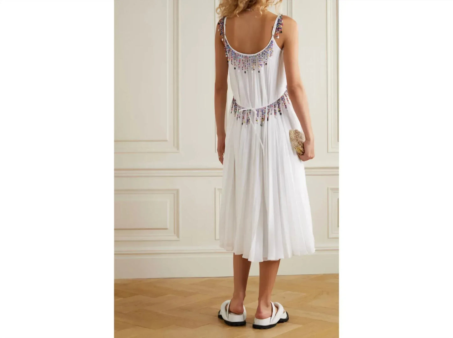 Christopher Kane - Pleated Bead-Embellished Georgette Mini Dress - Rack Hunt