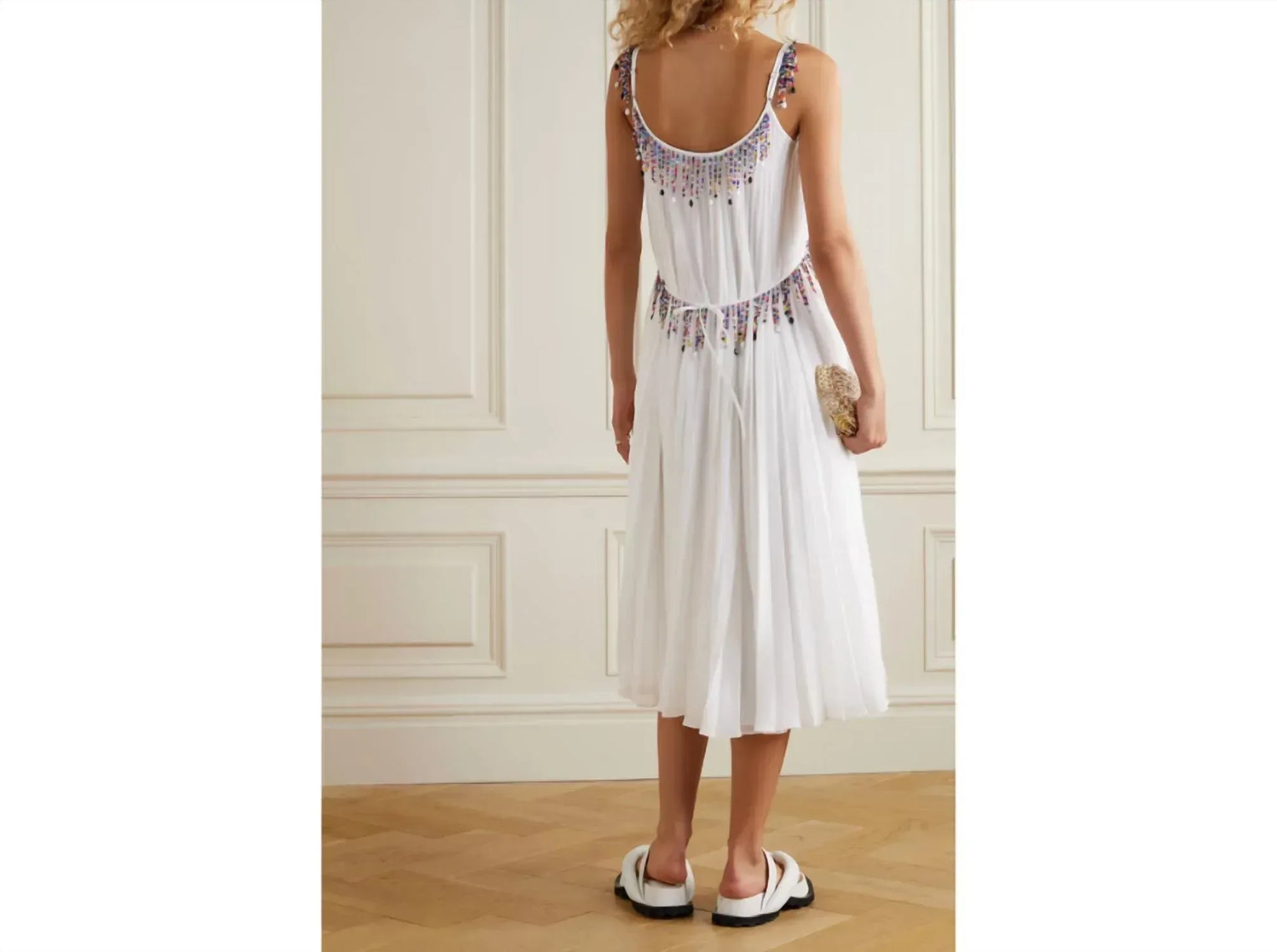 Christopher Kane - Pleated Bead-Embellished Georgette Mini Dress - Rack Hunt