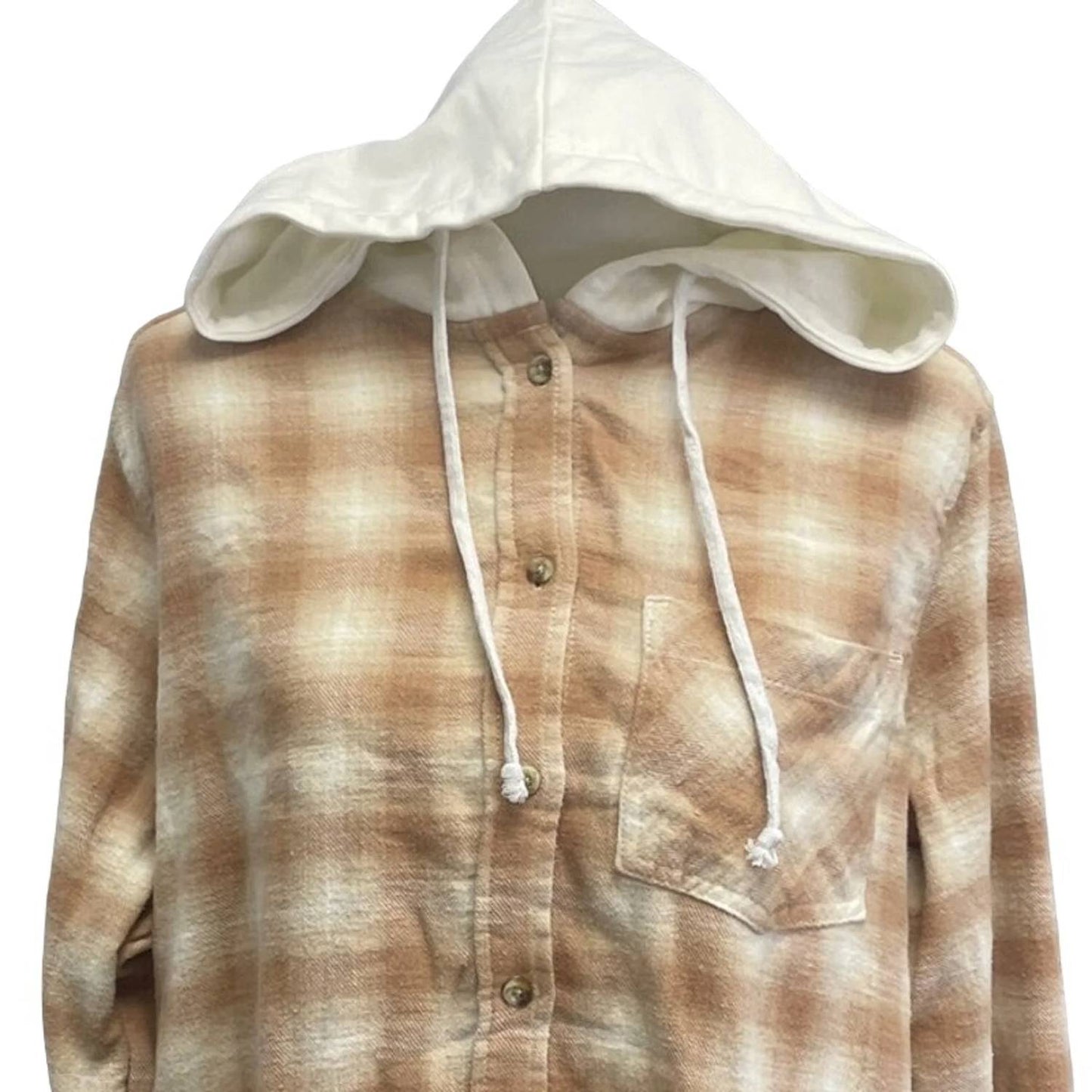 Long Sleeve Plaid Flannel Hoodie