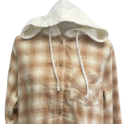Long Sleeve Plaid Flannel Hoodie