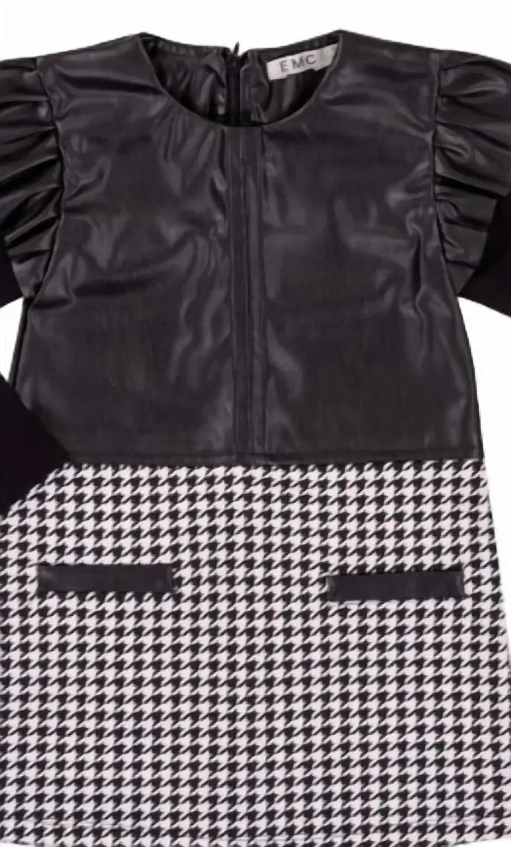 EMC - Girl's Eco Leather And Houndstooth Dress - Rack Hunt