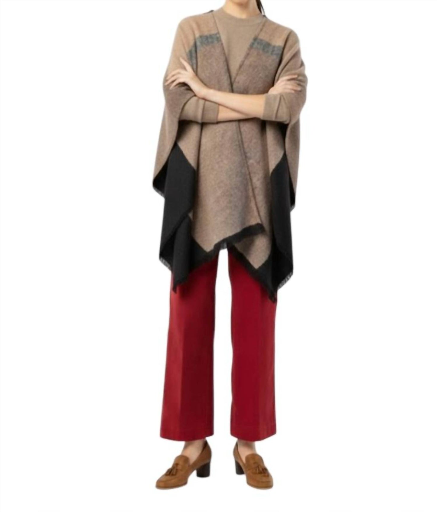 Open V-neck Poncho