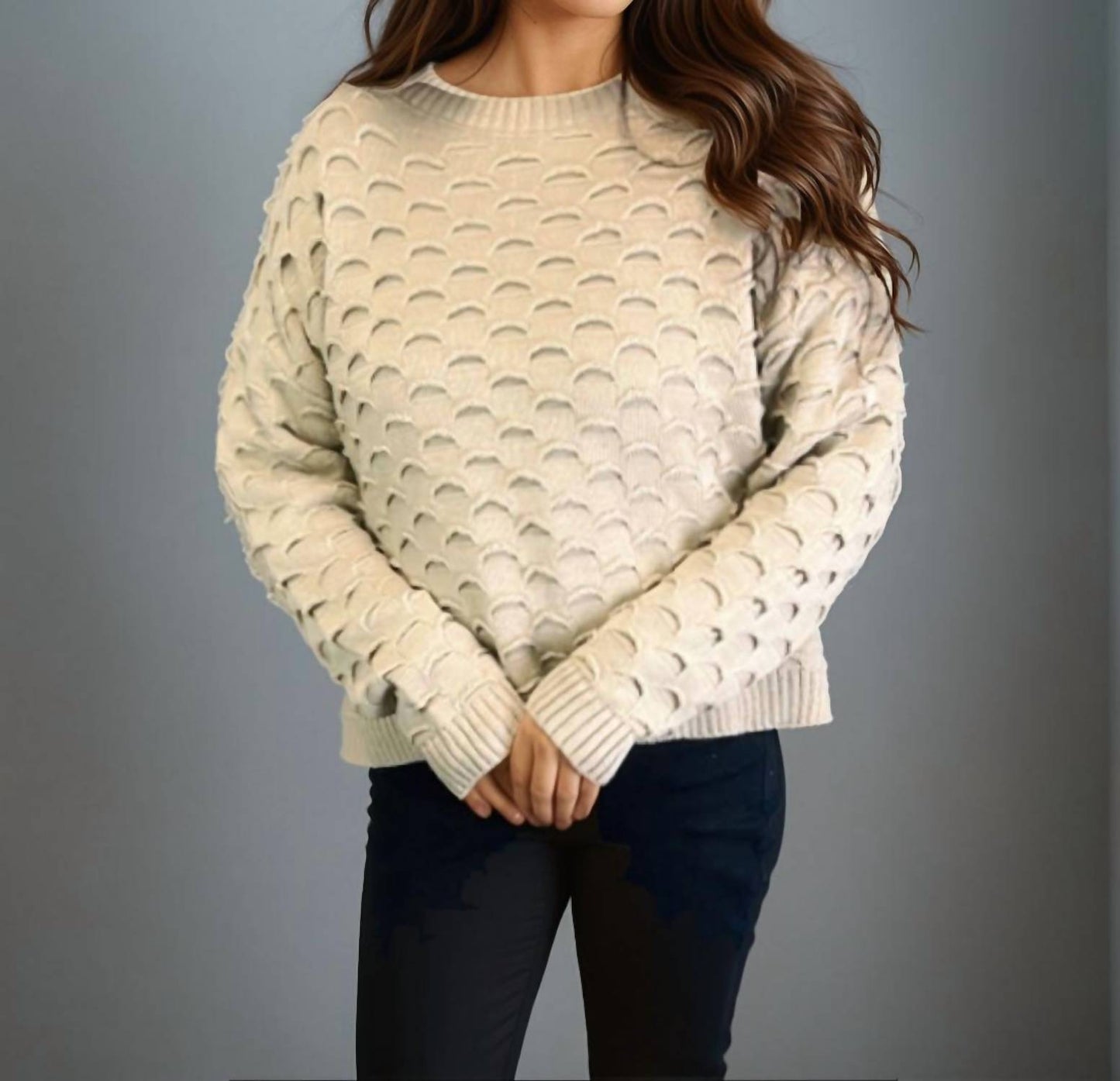 Textured Long Sleeve Sweater