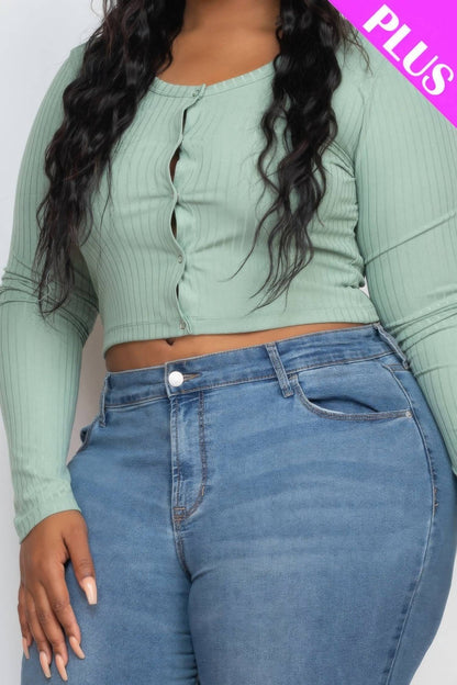 Button Up Cropped Top - Plus