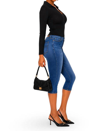 Trish Thick Ribbed Mesh Long Sleeve Deep V Cut Top