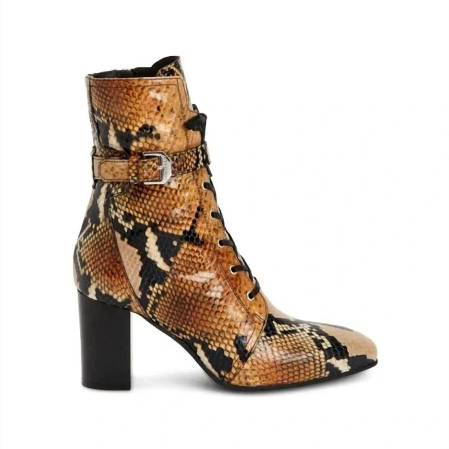 AQUATALIA - Women's Fawn Leather Snakeskin Lace Up Boots - Rack Hunt -