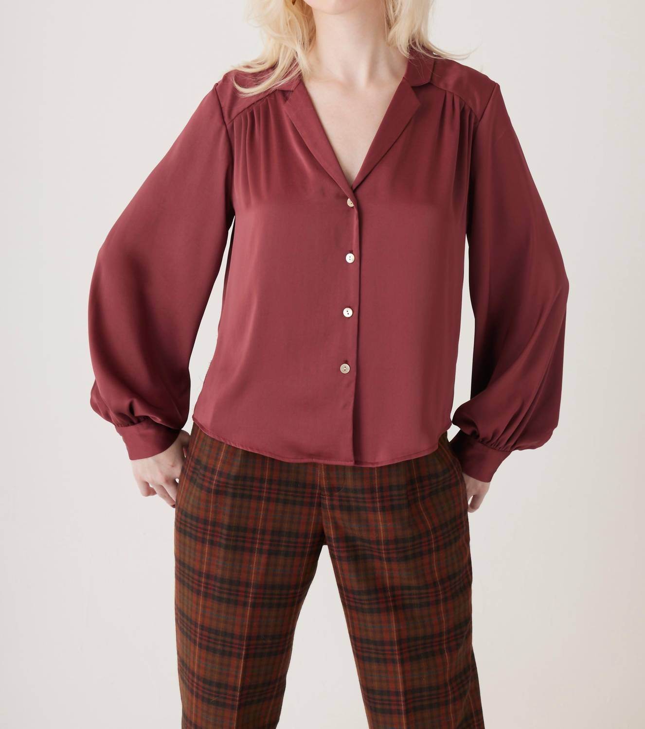 Rose Velvet - Rose Japanese Charmeuse Blouse - Rack Hunt -