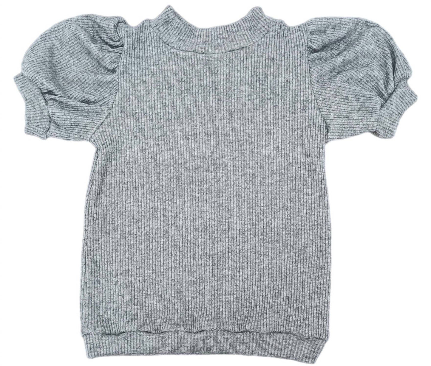 Girl's Ribbed Sparkle Puff Sleeve Top