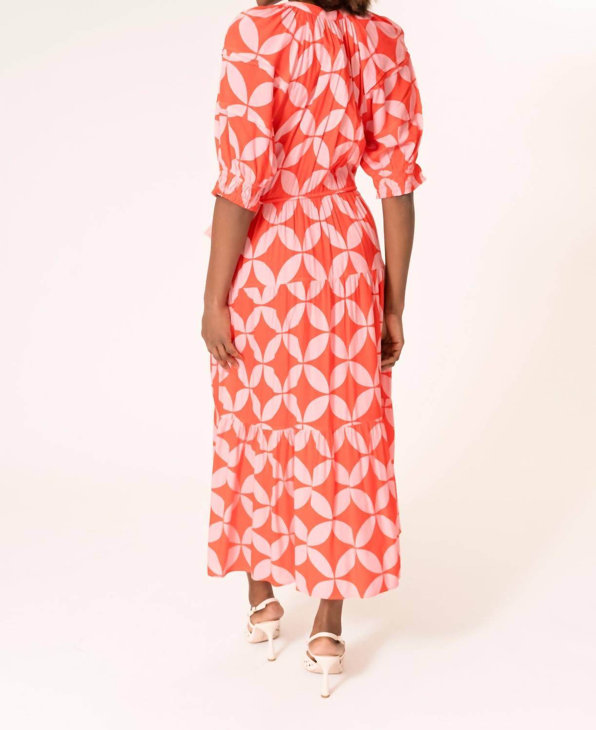 Area Stars - Side Tie Circle Print Midi Dress - Rack Hunt