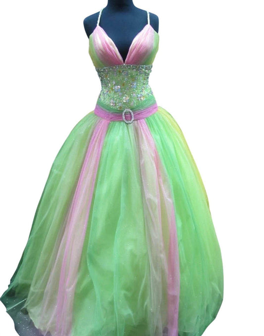 Precious Formals - Beaded Tulle Lace-up Back Ballgown - Rack Hunt -