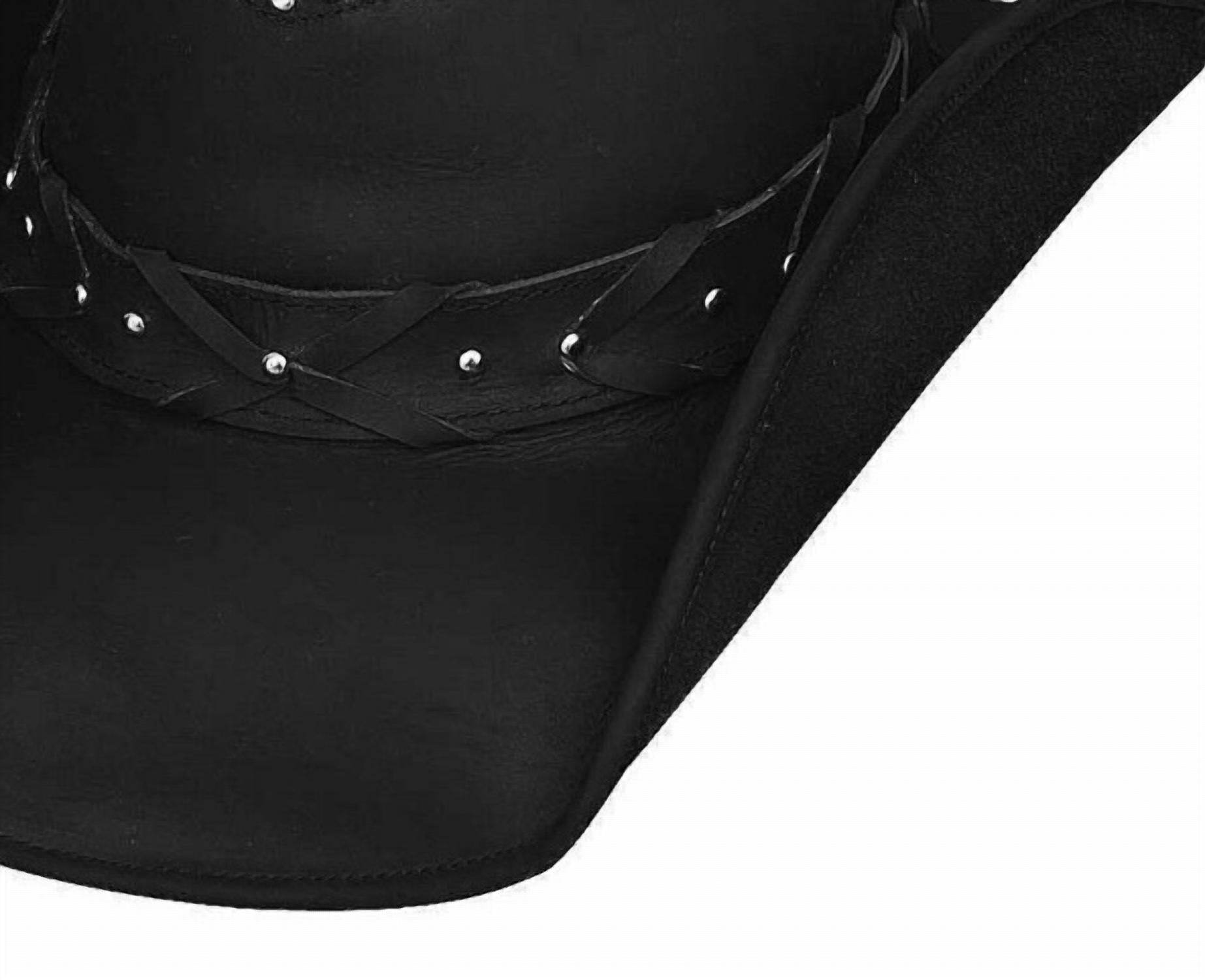 Bullhide Hats - Unisex Studded Dust Leather Hat With Feather Trim - Rack Hunt