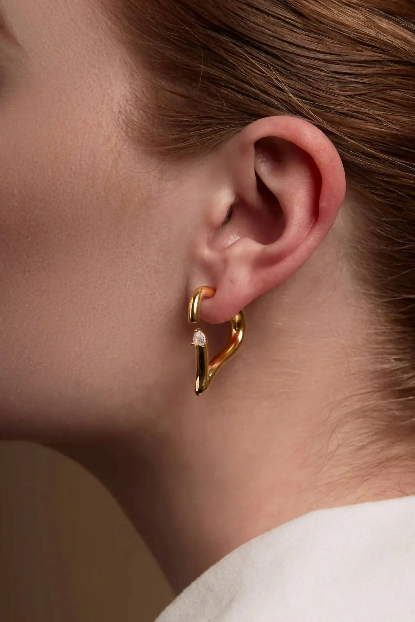 Rho - Women's Deconstructed Crystal Heart Hoop Earring - Rack Hunt