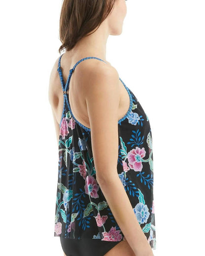 Ruffle Mesh Layer Underwire Tankini Top