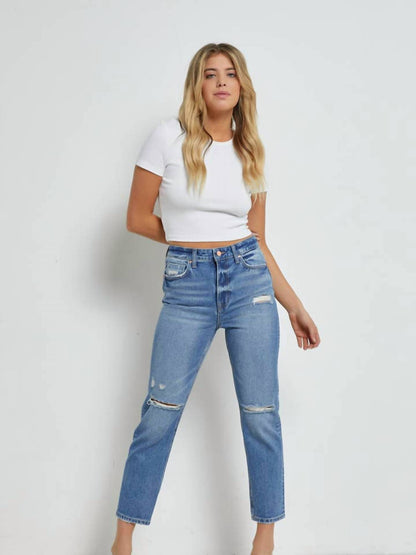 Super High Rise Straight Crop Jeans