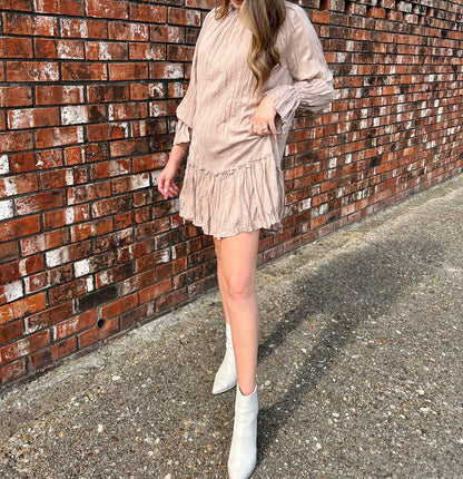 Bubble Long Sleeve Mini Dress