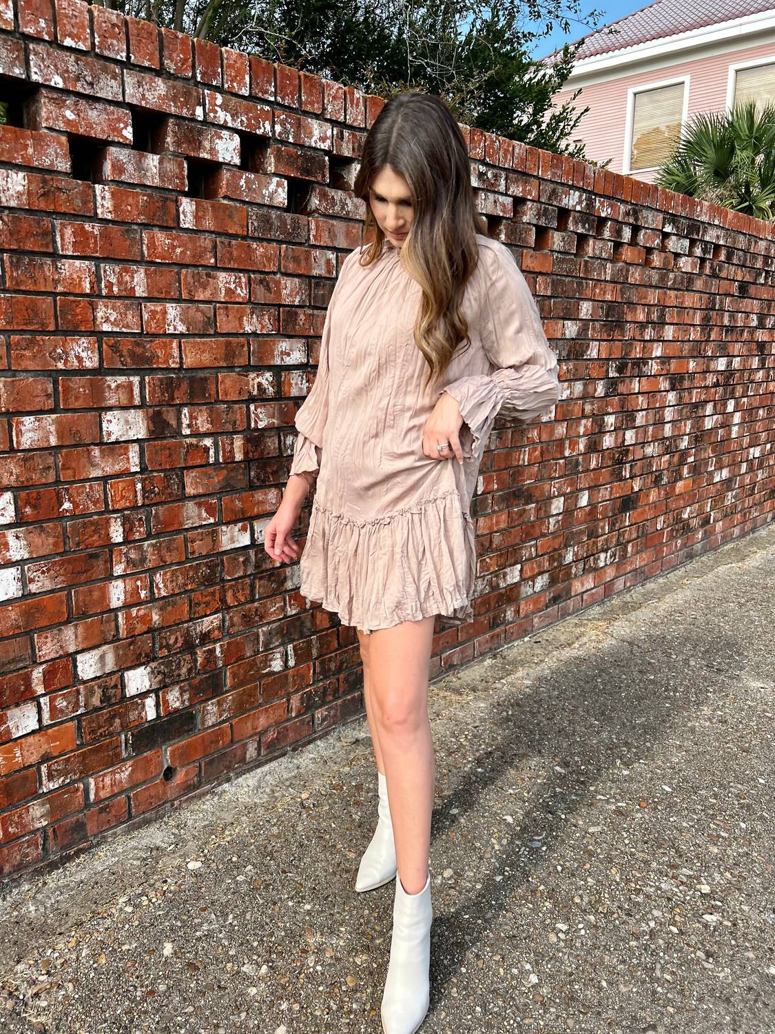 Bubble Long Sleeve Mini Dress