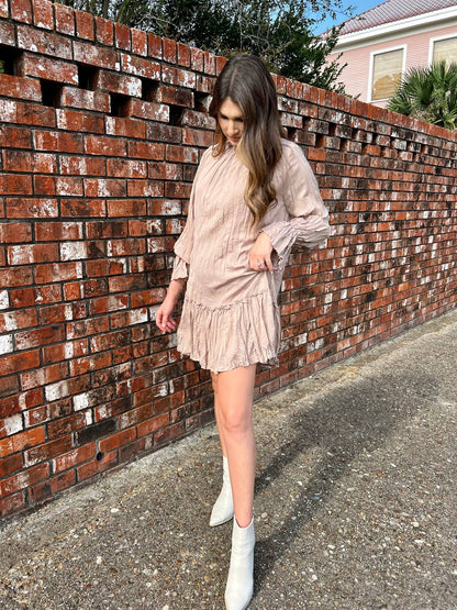 Bubble Long Sleeve Mini Dress