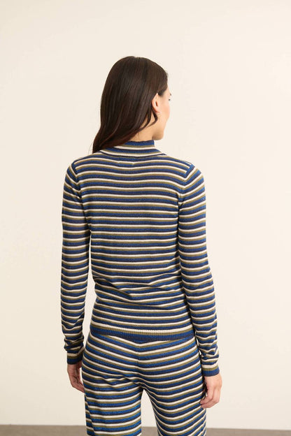 High Neck Lurex Sweater Top