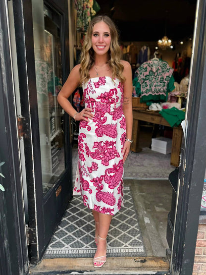 Paisley Belted Tube Dress